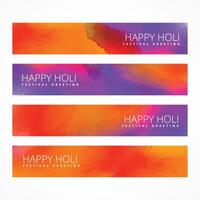 colorful holi banners set vector