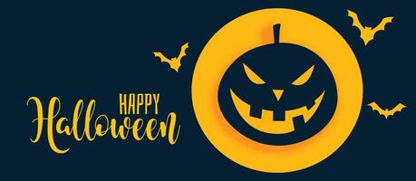 stylish happy halloween banner with pumpkin and ghost vector