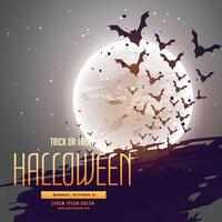 bats flying in front of moon, halloween background vector