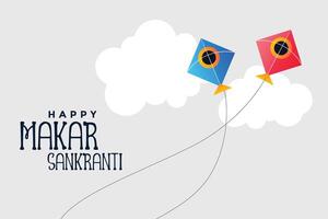 kites flying in sky makar sankranti festival vector