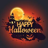 happy halloween poster with creepy castle vector