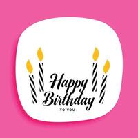 happy birthday card design with candles and text space vector