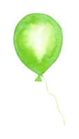 Watercolor painting green balloon doodle. Festive background for greeting card, party invitation, birthday cards. Isolated. Drawn by hand. png