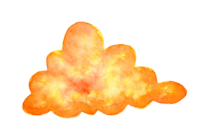 Watercolor painting orange cloud doodle. Fantasy land, fabulous weather, a magical world. Children's print for design. Lush club cloud. Isolated. Drawn by hand. png