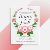 hermosa floral Boda tarjeta invitación diseño vector