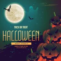 halloween background with pumpkins and moon vector