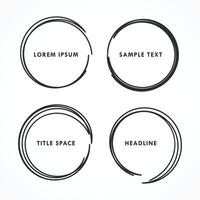 four abstract hand drawn circle frames vector