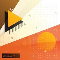 stylish warm color memphis background with geometric shapes vector