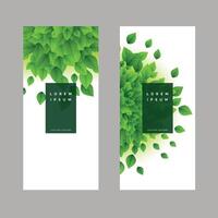 green leaves vertical banner background vector