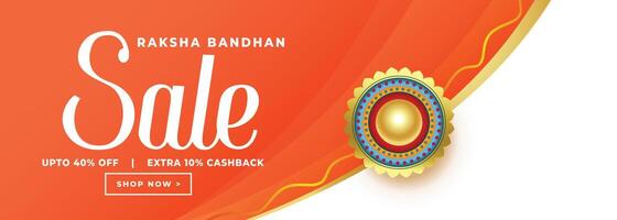 happy raksha bandhan orange sale banner design vector