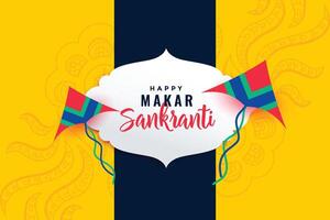 happy makar sankranti festival background with flying kites vector