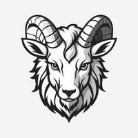 mascot logo mountain goat, Outline black color in white background vector