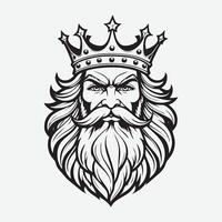 mascot logo Majestic King Outline black color in white background vector