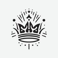 King crown logo illustration, black and white logo. vector