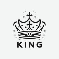 King crown logo illustration, black and white logo. vector