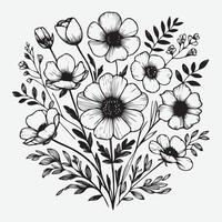 Botanical Elegance A Collection of Floral Outlines vector