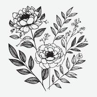 Botanical Elegance A Collection of Floral Outlines vector