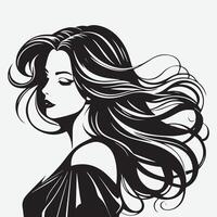 Elegant Woman Silhouette Illustration Flowing Hair Beauty Logo vector