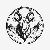 mascot logo mountain goat, Outline black color in white background vector