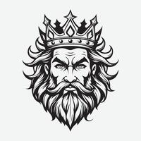 mascot logo Majestic King Outline black color in white background vector