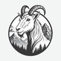 mascot logo mountain goat, Outline black color in white background vector