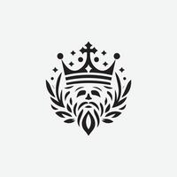 King crown logo illustration, black and white logo. vector