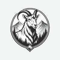 mascot logo mountain goat, Outline black color in white background vector