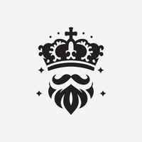 King crown logo illustration, black and white logo. vector