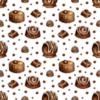 aguarela ilustração do chocolate doce padronizar. desatado recorrente Doçura prin. Projeto para a feriados. isolado. desenhado de mão. png