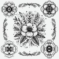 Botanical Elegance a Collection of Floral Outlines vector