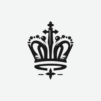 King crown logo illustration, black and white logo. vector