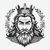 mascot logo Majestic King Outline black color in white background vector