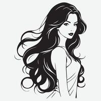 Elegant Woman Silhouette Illustration Flowing Hair Beauty Logo vector