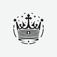 King crown logo illustration, black and white logo. vector