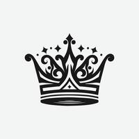 King crown logo illustration, black and white logo. vector