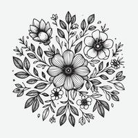 Botanical Elegance A Collection of Floral Outlines vector