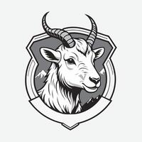 mascot logo mountain goat, Outline black color in white background vector