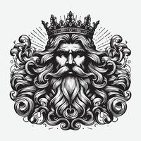 mascot logo Majestic King Outline black color in white background vector