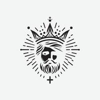 King crown logo illustration, black and white logo. vector