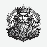 mascot logo Majestic King Outline black color in white background vector