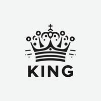 King crown logo illustration, black and white logo. vector