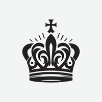 King crown logo illustration, black and white logo. vector