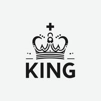 King crown logo illustration, black and white logo. vector