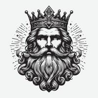 mascot logo Majestic King Outline black color in white background vector