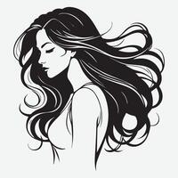 Elegant Woman Silhouette Illustration Flowing Hair Beauty Logo vector