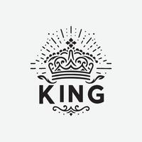 King crown logo illustration, black and white logo. vector