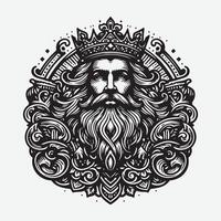 mascot logo Majestic King Outline black color in white background vector