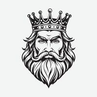 mascot logo Majestic King Outline black color in white background vector