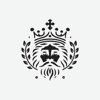 King crown logo illustration, black and white logo. vector