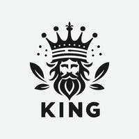 King crown logo illustration, black and white logo. vector